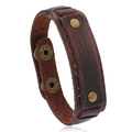 Breites Retro-Lederarmband in Braun mit Messingnieten und verstellbarem Verschluss - Braun