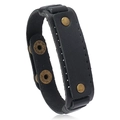 Minimalistisches schwarzes Lederarmband mit Messingnieten und Druckknopfverschluss - Schwarz