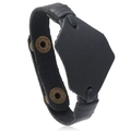 Vintage Lederarmband in Schwarz mit retro Bronzedruckknopf für Damen und Herren im Punk-Stil - Schwarz