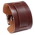 Bracciale punk largo in pelle marrone scuro retrò con fibbia in metallo regolabile - Marrone