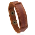 Retro dunkelbraunes Lederarmband mit Doppelschicht-Design und Bronzemetallschnallen - Retro Hellbraun