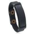 Retro-Punk-Lederarmband für Herren in Schwarz mit Vintage-Bronze-Druckknöpfen - Schwarz