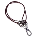 Collana in corda intrecciata marrone retrò con anelli in metallo e grande chiusura a moschettone - Stile Gancio ad Anello Retro (N0119)