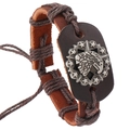 Bracciale da uomo in pelle intrecciata a mano con stemma di aquila in stile vintage - Marrone