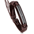 Retro multi-layer dark brown leather bracelet with Are You Ready metal plaque - Are You Ready Letter Engraved Style (Dark Brown)