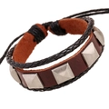 Bracciale multistrato in pelle fatto a mano con borchie a piramide argento e corde intrecciate - Stile Punk con Borchie (BX082) / Marrone Scuro