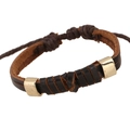 Handgefertigtes Lederarmband im Retro-Stil mit braunem Leder und goldmetallischen Akzenten - Dunkelbraun