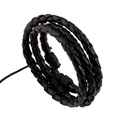 Three-layer braided black leather wrap bracelet for men and women with adjustable knot - Multilayer Braided Style (B01595) / Black
