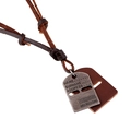 Collana da uomo in vera pelle retrò con doppio ciondolo in lega d'argento e cuoio marrone - Collana con Doppio Ciondolo Vintage (N0126)