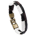 Retro mehrlagiges geflochtenes Lederarmband mit Vintage-Messingschnalle auf weißem Hintergrund - Geflochtenes Lederkordel-Armband (DK045)