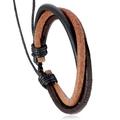 Bracciale retrò multistrato in pelle intrecciata per uomo e donna in nero e marrone - Stile Intrecciato Retrò Bicolore