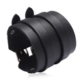 Punk black wide layered leather bracelet with silver metal buckles for men - Wide Belt Buckle Style (P01587) / Black
