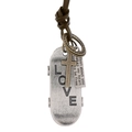 Collana in pelle vintage con skateboard LOVE argento e ciondolo a croce in bronzo - Argento Antico