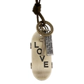 Collana retrò in pelle marrone con ciondolo skateboard LOVE e croce in bronzo - Bronzo