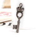 Vintage bronze alloy crown key pendant accessory for DIY jewelry making and necklace crafts - Antique Silver