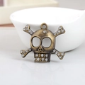 Antique bronze skull and crossbones pendant with rhinestones for DIY necklace making - Crossbones Skull / Bronze