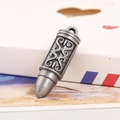 Vintage scroll pattern bullet shaped metal pendant DIY jewelry accessory in antique silver finish - Antique Silver