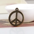 Antique bronze peace sign alloy pendant for DIY jewelry necklaces and crafts accessory - Bronze