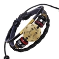 Handmade multilayer Libra zodiac leather bracelet with braided ropes and metal charm - Libra (BX109-G)