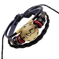 Vintage Zwillinge mehrlagiges geflochtenes Lederarmband mit Sternzeichen-Charm für Herren - Zwillinge