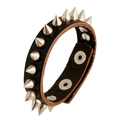 Punk-stijl zwarte leren armband met zilveren kegelspikes en metalen gespsluiting - Zwart