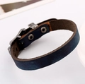 Retro dunkelblaues Lederarmband mit Vintage-Metallnieten und verstellbarer Schnalle - Retro-Dunkelblau