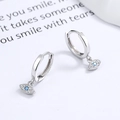 Sterling silver evil eye hoop earrings with blue crystal and white cubic zirconia - 925 Silver / White Gold/Pair