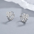 Orecchini a cerchio a farfalla in argento S925 con zirconi bianchi scintillanti incastonati - Argento 925 / Oro Bianco/Paio