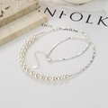 Collana in argento 925 con perle bianche e perline d'argento dal design elegante - Argento 925 / Argento