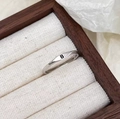 Minimalist 925 sterling silver ring with letter B engraving in polished silver finish - Adjustable Open / Letter B