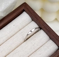 Minimalist 925 sterling silver ring featuring a black engraved letter G on a slim band - Adjustable Open / Letter G