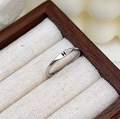 Minimalist 925 sterling silver ring featuring a black engraved letter H on round face - Adjustable Open / Letter H