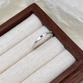 Minimalist 925 silver ring featuring a polished finish and black engraved letter M - Adjustable Open / M