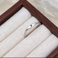 Minimalist 925 sterling silver ring featuring a personalized engraved letter P on the top - Adjustable Open / Letter P