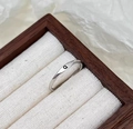 Minimalist 925 sterling silver ring featuring a polished band with an engraved letter Q - Adjustable Open / Letter Q
