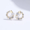 Elegant 925 silver gold-plated wreath stud earrings with cubic zirconia and star accents - 925 Silver / Gold