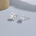 Elegant 925 sterling silver snowflake stud earrings featuring clear zircon center stone - White Gold / Snowflake