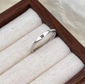 Adjustable 925 sterling silver ring featuring an engraved black letter W on the face - Adjustable Open / Letter W