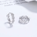 925 Sterling Silver Heart Shaped Hoop Earrings With Pave Set Cubic Zirconia Stones - 925 Silver / White Gold