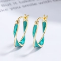 Orecchini Mobius in argento 925 con smalto verde e finitura placcata oro - Argento 925 / Oro