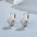 Elegantes pendientes de aro en forma de corazón de plata 925 con brillantes circonitas - Oro Blanco