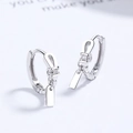 Orecchini a cerchio in argento sterling 925 con ciondoli rettangolari in zircone - Argento 925 / Oro Bianco