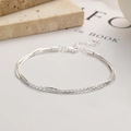 Elegante bracciale multistrato in argento sterling 925 con catena a serpente e gancio - Argento 925 / Argento