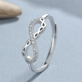 Anello infinito regolabile in argento sterling S925 con scintillanti zirconi - Aperto Regolabile / Oro Bianco