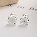 Orecchini a lobo in argento S925 a forma di ciliegio con chiusura a vite e centro opaco - Argento 925 / Argento