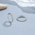 Set di earcuff a forma di C in argento sterling 925 con pavé di zirconi luminosi - Argento 925 / Stile 2 (Pezzo Singolo)