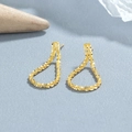 Elegant 925 sterling silver gold-plated sparkling textured teardrop stud earrings - 925 Silver / Gold