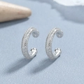 Polsini per orecchie a C in argento S925 con file di pavé di zirconi cubici scintillanti - Argento 925 / Stile 1 (Pezzo Singolo)
