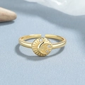 Anillo de luna ajustable en plata de ley 925 con baño de oro y circonitas - Abierto Ajustable / Dorado