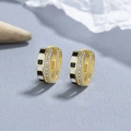 Orecchini a cerchio in argento 925 dorati con zirconi e smalto a scacchi alla moda - Argento 925 / Oro